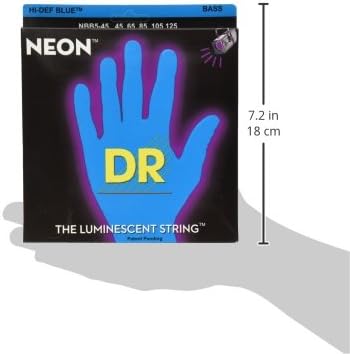 DR Strings NBB5-45 Hi-Def Neon Blue Colored Bass Strings, Medium 5-String, 45-125