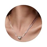 Heart Necklace for teen girls,y2k Magnetic Necklace jewelry for Taylor Concert Outfits,silver neckla