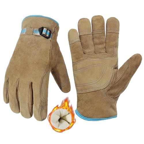 HANDLANDY Winter Leather Work Gloves, Water-Repellent, XL