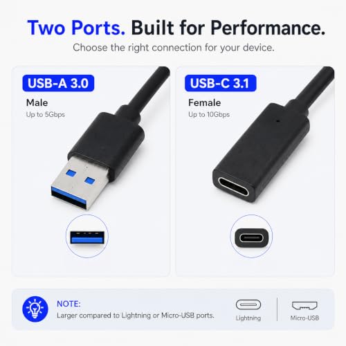 Image of Verilux USB C Extension Cable, 3.3Ft USB A 3.0 Male to Type C 3.1 Female Cable Support Fast Charging, 5Gbps Data Transfer for iPhone 17 /16 /15, Galaxy S26 /S25 /S24 (Not Support Video Output)