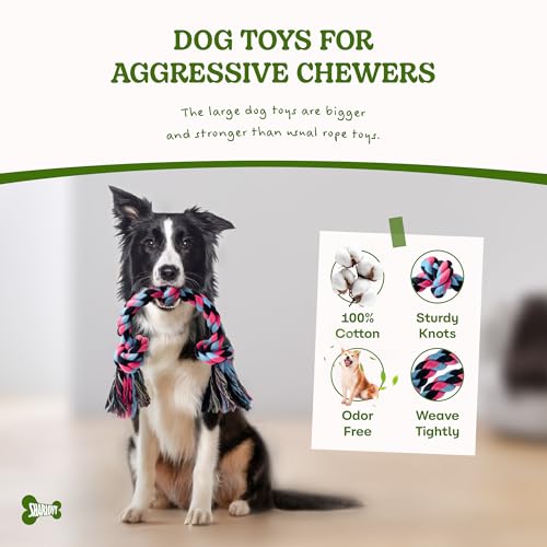 Image of SHARLOVY Dog Rope Toy for for Medium Dogs | Durable Cotton Dog Chew Toys for Aggressive Chewers, Interactive Tug of War Dog Toys for Medium to Large Breed