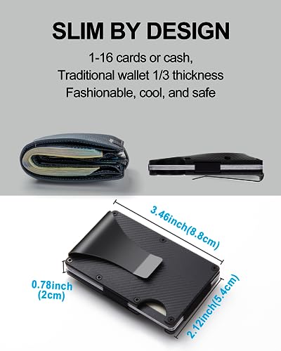 Image of ONEONTA Aluminum Metal Smart Wallet with Airtag Holder, RFID Blocking Card Wallet, Compatible Apple Airtag for Men