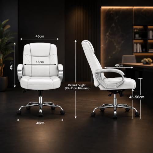 Image of Oakcraft Premium Ergonomic Office Chair - Adjustable Swivel Desk Chair with Lumbar Support & PU Leather Upholstery