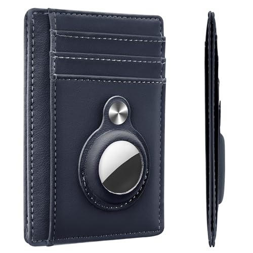 Image of Hawanik Slim Minimalist Front Pocket Wallet with Built-in Case Holder for AirTag