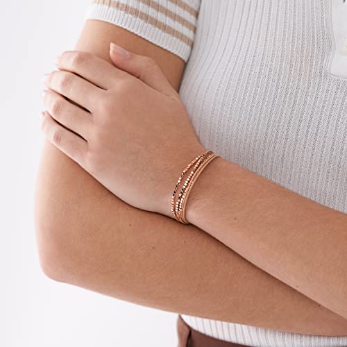 Fossil Women's Rose Gold Beaded Leather Bracelet, Color: Rose Gold (Model: Jf04472791) #TOP3