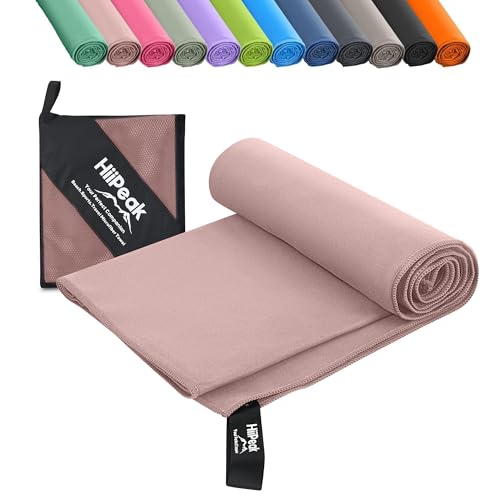 HiiPeak Microfibre Towel Compact Camping Beach Towel - Quick Dry Lightweight Absorbent Sports Gym Swimming Hiking Drying Towel for Men,Women (Rosetea-1pack, 100cm x 50cm) 100cm x 50cm Rosete