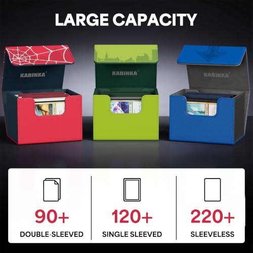 Image of Kabinka MTG Deck Box with Embossed Design, Fits 120+ Sleeved Cards, Green