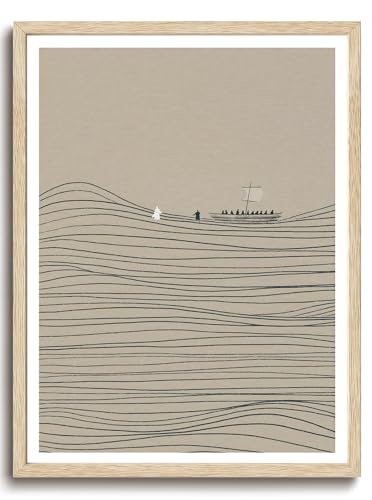 KISSFOX Jesus and Peter Walk on Water OAK Wood Framed