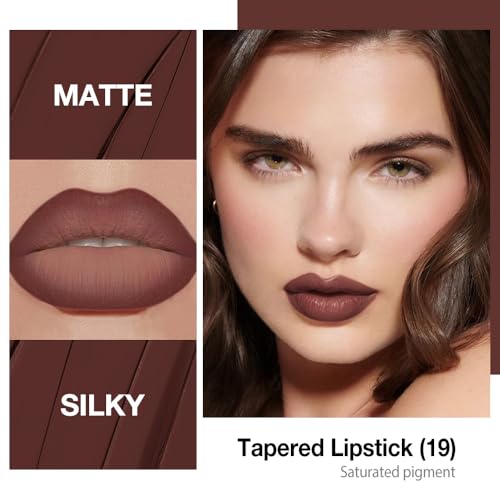 Image of Kaely Maroon Gradient Matte Lipstick Lip Liner Pencil for Women, 2in1 Flawless Contour Gradual Ombre Effect Lip Pencil Makeup Waterproof, labiales mate 24 horas originales, 19