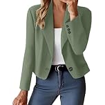 EMUKFD Women's Suit Jackets & Blazers Summer Cropped Cardigans Casual Smart Blazer Office Wear Autumn Open Front Long Sleeve Lightweight Jackets Wedding Formal Outfits Business Work Suit Jacket Green