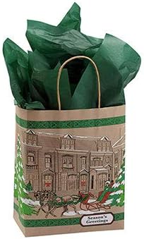 Medium Street Scene Paper Shopping Bags 8 1/4 x 4 3/4x 10 1/2 - Case of 100