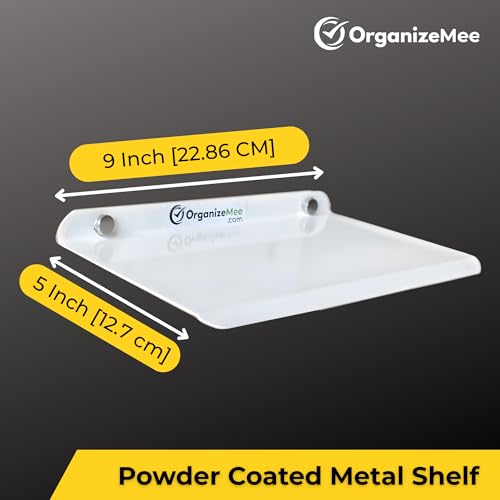 Image of 9 Inch Set 3 White Wall Shelf - Metal Floating Shelf for Wall, Wall Mounted Shelves, Modern Wall Shelf for Bedroom & Living Room Storage, Minimalist Wall Mount Shelf (22.86 CM Long X 12 CM deep)