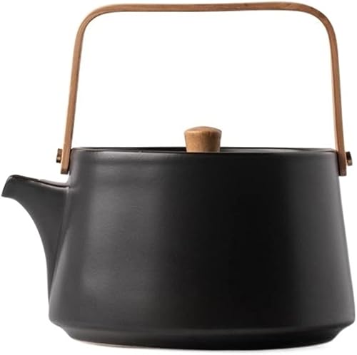 Miniatura 1 de HaveFun Tetera de té para oficina en casa pequeña tetera redonda de cerámica tetera duradera con agujero para filtro diseño simple tetera de 304fl