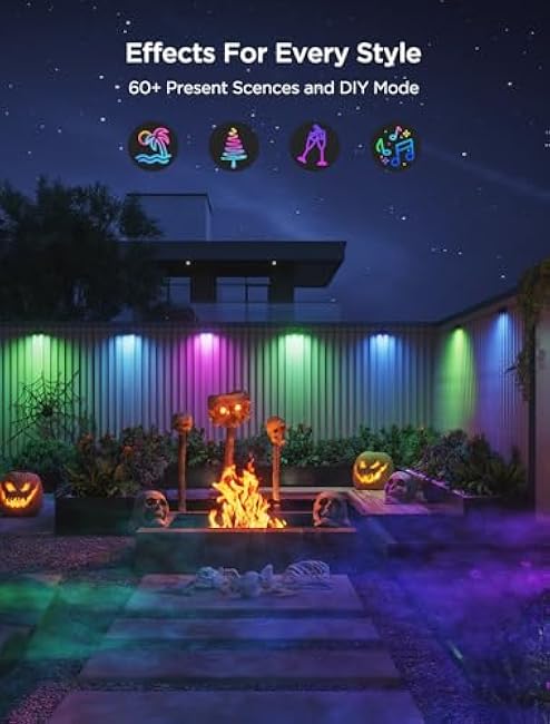 Govee Outdoor Deck Lights, RGBIC Outdoor Lights with 4000K White Light, IP65 Smart Fence Lights with App Control, Voice Control, LED Path Light for Outdoor Decor,Wired 6 Packs (32.8ft)