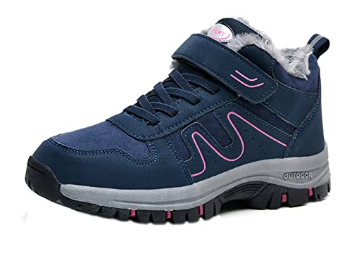 Fafazhu Mens Women Winter Snow Boots Fur Lined Warm Boots Outdoor Ankle Boots Trekking Hiking Walking Boots Black