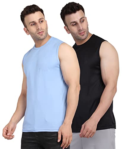 Image of Men's Regular Fit Sleeveless T-Shirt (Pack of 2)