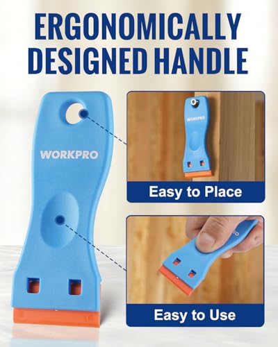 Image of WORKPRO Plastic Razor Blade Scraper Kit, 12 Scrapers with 120 Blades