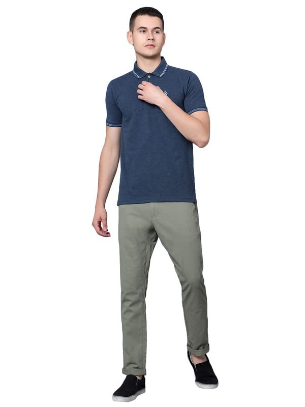 Image of Cantabil T-Shirt for Men l Breathable & Soft with Color Fastness Regular Fit Polo Neck Cotton Blend Fabric Solid Pattern