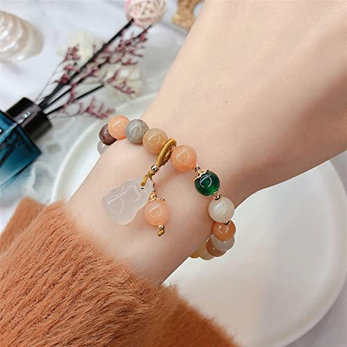 Bracelet calcédoine de 8mm en jade naturel et finition main - 5