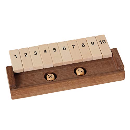 Bartl 100853 Klappenspiel, Shut The Box, Würfelspiel, hochwertige Ausführung aus Akazien- und Ahornholz, Made in Germany