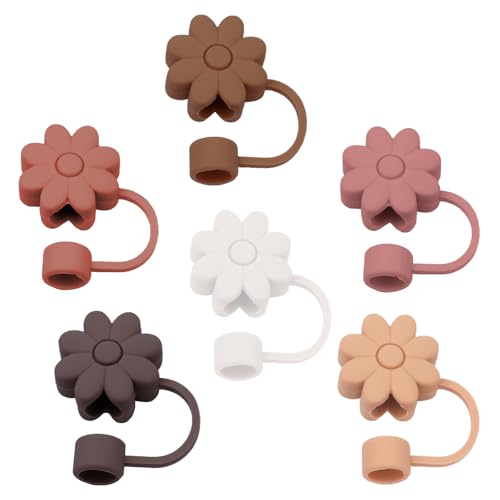 Hpebl Brown Style Straw Covers Silicone Straw Toppers for Stanley 30&40 Oz