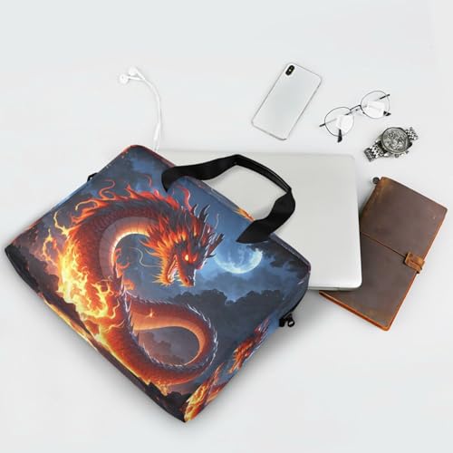 Bolso maletín para laptop 15.6" negro con dragón miniatura 7