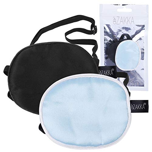 eZAKKA Eye Patch Elastic Silk Eye Patches Lazy Eye Patches for Kids Amblyopia Strabismus (Small Size) (Light Blue+Black)