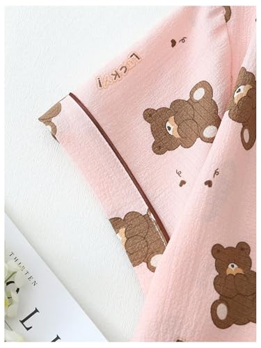 Image of Verdusa Pajamas For Women Set 2 Piece Summer Pajama Sets Cute Pjs Lounge Matching Button Shirt with Shorts