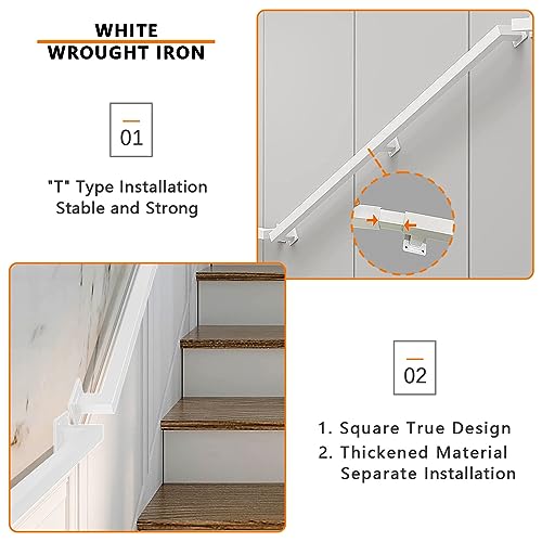 Rampe d'escalier en fer forgé blanc au design épuré et finition haut de gamme de 3,6m