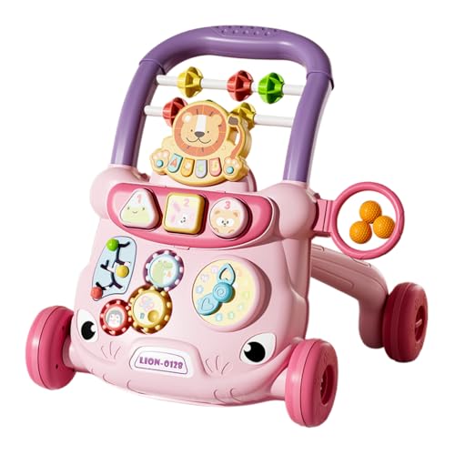 Vifxucy ベビーウォーカー、ベビーカー、音楽付き、多機能、歩行学習、知育玩具、落下防止、室内遊び、お祝い、赤ちゃん、幼児、子供、幼稚園ギフト、女の子、男の子 (バッテリーバージョン,ピンク)