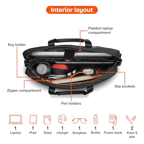 Image of Nasher Miles Briefcase & Messenger Bag | Lightweight PU & Polyester with Adjustable Strap, Fits Laptop | Ideal for Office & Travel | for Men & Women
