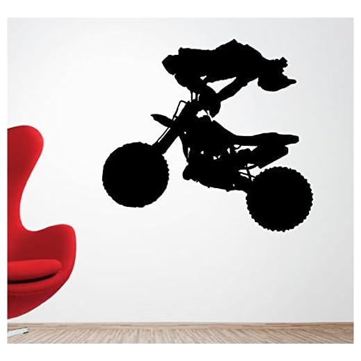 Online Design Cocina Adhesivo de Vinilo Cita Decoración Pared Pegatina “Acrobacia Cicleta” Moto - Negro