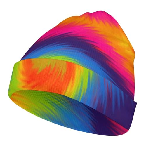 Psychedelic Tie Dye Kids Beanie Hat for for Girls Boys Children Cap Winter Knitted Chemo Cancer Headwear Accessories Gifts Decoration Black