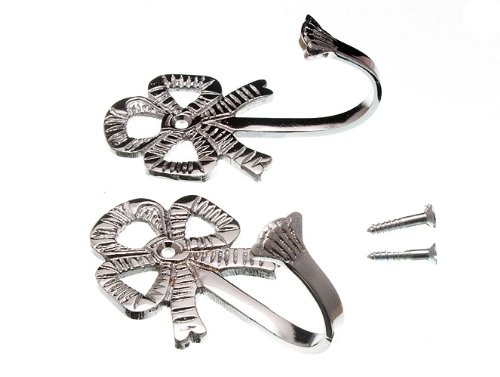Crochet grand arc chrome pour rideau tie retour avec vis incluses lot de 100