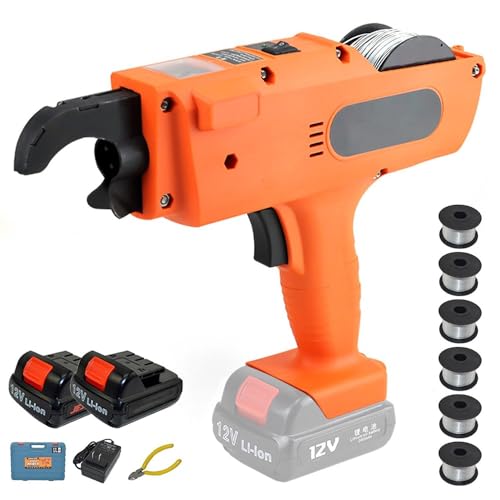 tongxing 電動鉄筋結束機 充電式 鉄筋用結束工具 8-60mmの結束範囲 4500m/9000Ahのバッテリー 6枚専用結束線付き 手持ち型 全自動鉄筋ワイヤーツイスター 高効率 鉄筋結束用ツール 鉄筋結束ハッカー 工事 建設用(2個4500mah