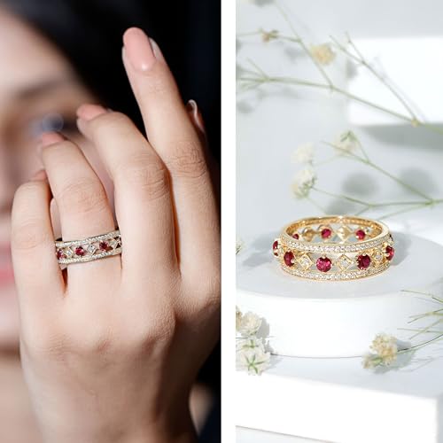Certified Lab Grown Ruby Eternity Ring, AAAA Quality, Ruby Moissanite Wedding Band for Women - Ideal For Gift2