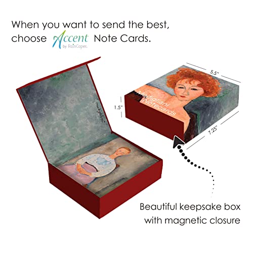 Image of RainCaper Fine Art Keepsake 5x7 Blank Stationery Greeting Note Cards With Decorative Envelopes, Gift Boxed Set of 16 | 300 GSM Cardstock (Barnes /Modigliani)