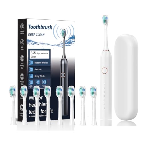 Brosse à dents électrique pour adultes idéale en voyage avec ses 8 têtes
