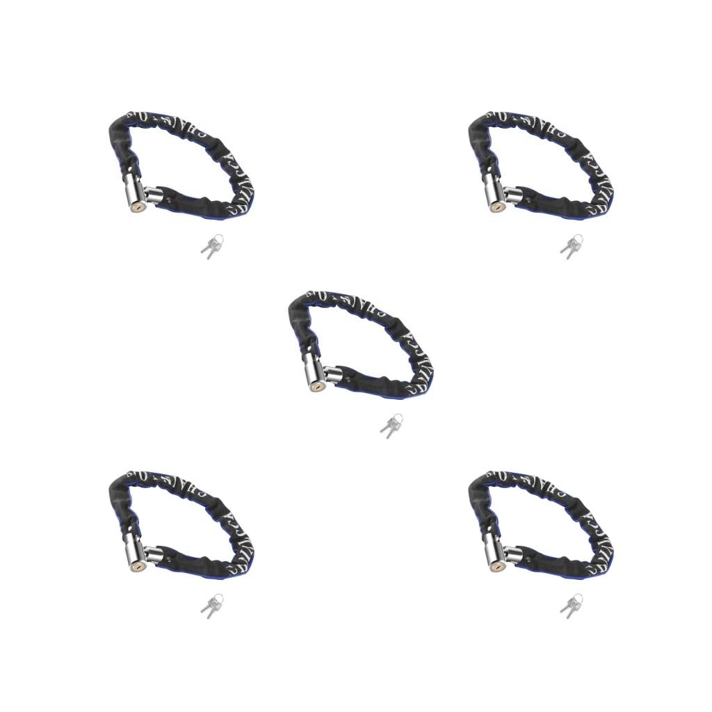 Set di 5 lucchetti a catena per bicicletta, con cavo rinforzato, dispositivo antifurto per strada, montagna, scooter elettrico, 60 cm