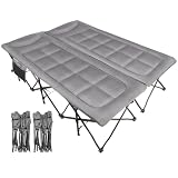 REDCAMP Queen Size Camping Cot for Adults 2 Person, 500lbs Heavy Duty XXL Double Cot with Pad, Portable Folding Sleeping Cot for Indoor Office Outdoor, Grey, 59' W