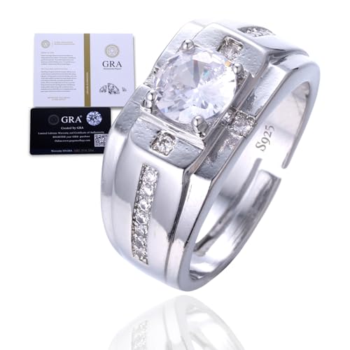 HALUKAKAH Anillo Moissanite D Color 1.0 ct Patrón de Cruz,Diamante Cultivado en Laboratorio de 1 Quilate con Certificado,Plata de Ley Chapado en Platino,Tamaño Ajustable,para Esposo,Novio,Cumpleaños