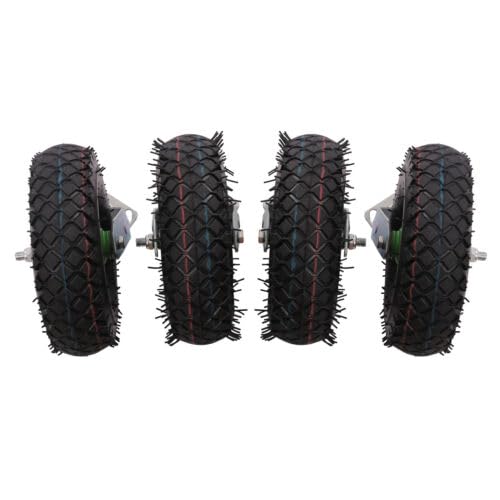 10 inch Heavy Duty Industrial Rubber Caster Wheels 4 Pack Rubber Inflatable Wheels Pneumatic Air Tire Wheels Swivel Locking Farm Cart Caster - Thumbnail 4