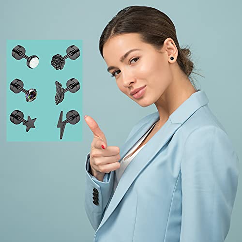 18 Pairs Stainless Steel Stud Earrings Set For Women Men Star Moon Flower Heart Leaf Opal 20G Cartilage Earrings Hypoallergenic Flatback Earrings Piercing Jewelry #TOP5