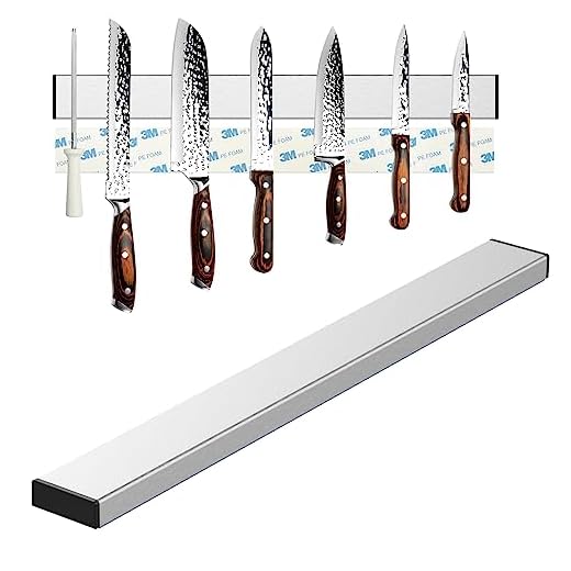 Nutabevr 40cm porta coltelli cucina magnetico, Portacoltelli Magnetico in Acciaio Inox, Striscia magnetico che può essere installato senza forare, per coltelli da cucina, coltelli da frutta, forbici