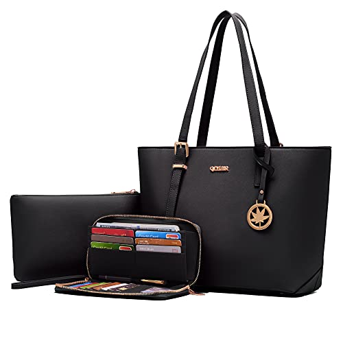 Qiyuer Women Purses Handbags Wallet Sets Shoulder Bags Top Handle Satchel Tote Purse Work Bag Set With Matching Wallet 3pcs