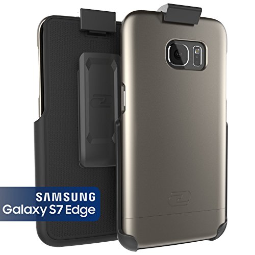 Encased Holster Case Compatible With Samsung Galaxy S7 EDGE Case, Ultra-thin [SlimSHIELD] Case & Belt Clip Holster (2016) Ultimate Style + Protection (Metallic Gray)