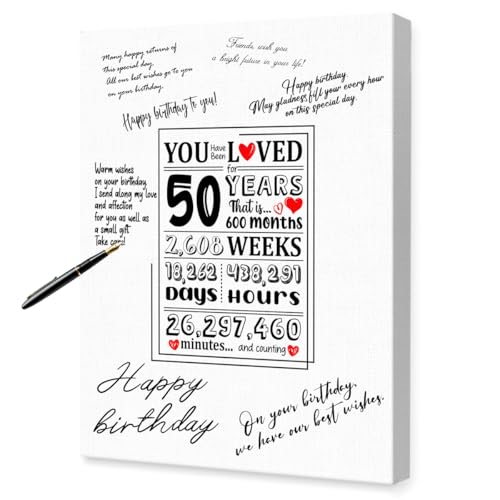 You Have Been Loved for 50 Years Canvas Wall Art,50th Birthday Gifts for Women Men,50th Birthday Party Decorations,Guest Book Alternative