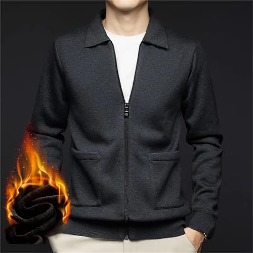 Mens Thickened Solid Cardigan Casual Zipper Cotton Winter Sweaters Fashion Basic Cardigans2