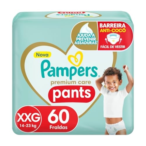 Fralda Pampers Premium Care Pants Tamanho XXG, Fácil de Vestir, 60 Unidades
