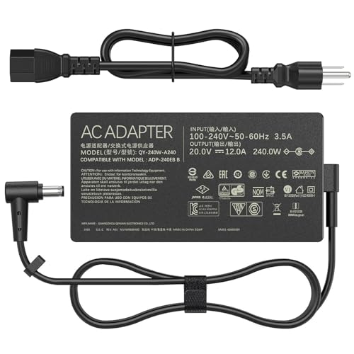 Image of 240W Laptop Charger Compatible with Asus ROG Zephyrus G14 G15 M16 G16 S15 S17 ROG Flow X16 ROG Strix Scar 15,TUF Gaming A15 A17 F15 F16 F17 AD240-00E ADP-240EB B Gaming Laptop 20V /12A Adapter